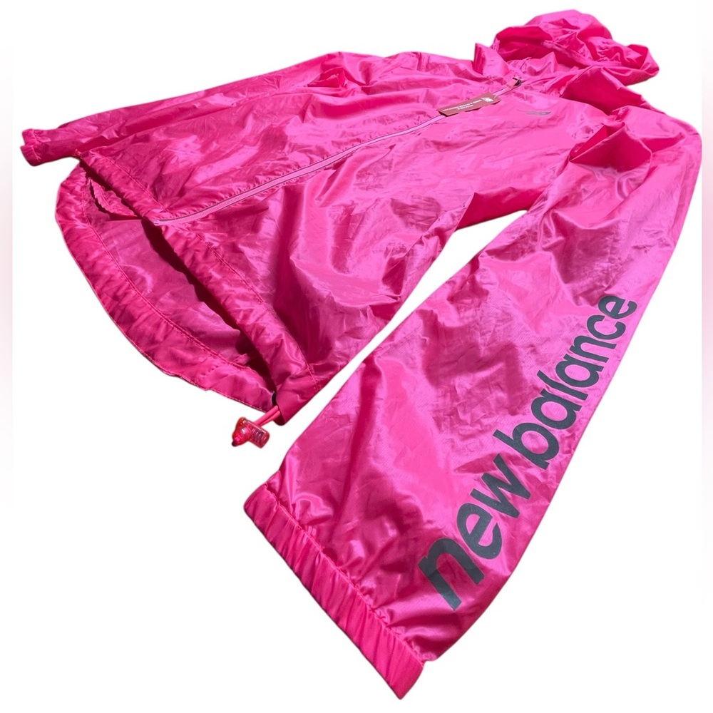 New Balance Pink Lightweight Hooded Packable Windbreaker Water Resistant  Jacket - Picture 4 of 8